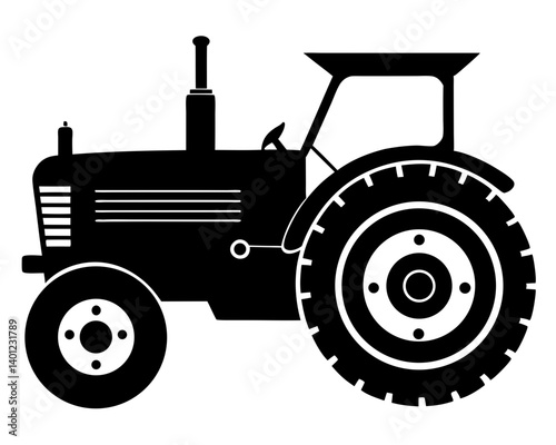 old tractor vector silhouette  vintage farm agricultural machinery rural retro  transport