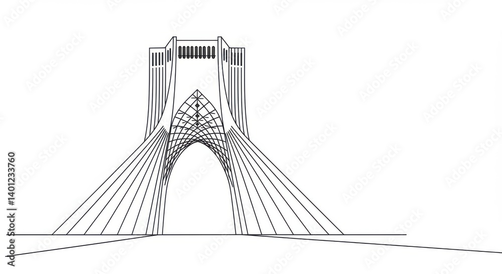 Fototapeta premium Azadi Tower Line Art: Tehran Architectural Blend