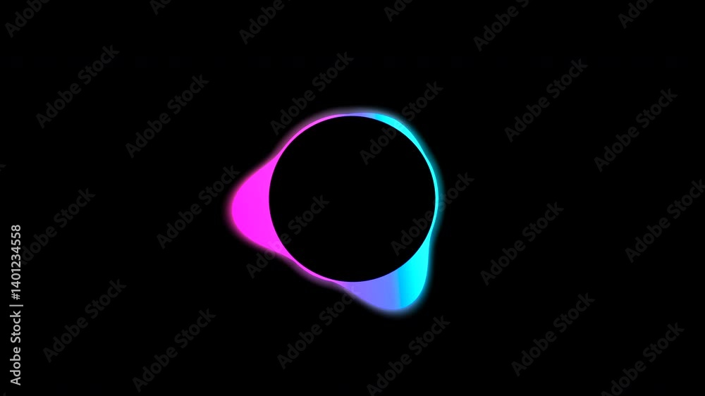 Neon colorful glowing sound wave equalizer with a blank space in the middle for your logo, icon, picture. Music, voice or audio frequencies vizualization effect with loop animation.