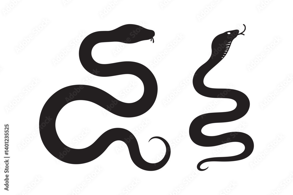 Fototapeta premium Snake Silhouette Vector Illustration Serpent and Cobra Graphic Design