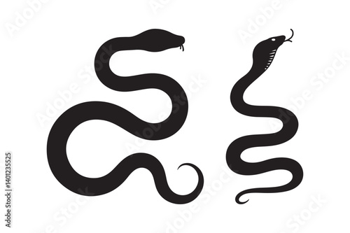 Snake Silhouette Vector Illustration Serpent and Cobra Graphic Design