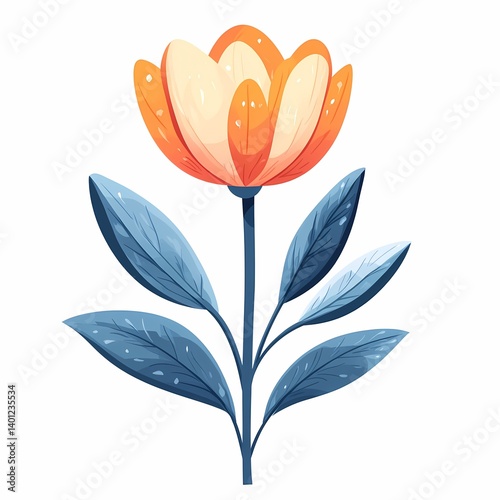 Vibrant Botanical Illustration: Colorful Bloom with Tropical Flora and Petals - A Modern Artistry in Natural Floral Design