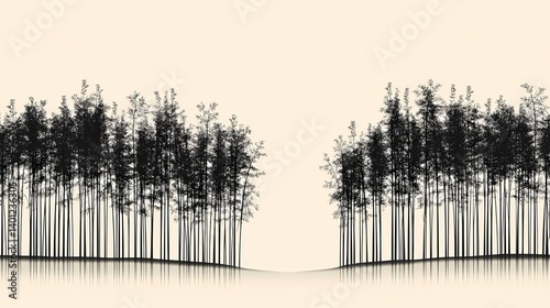 Wallpaper Mural Minimalist Silhouette of Bamboo Forest: Eco-Friendly and Mystical Nature Landscape Illustration Torontodigital.ca