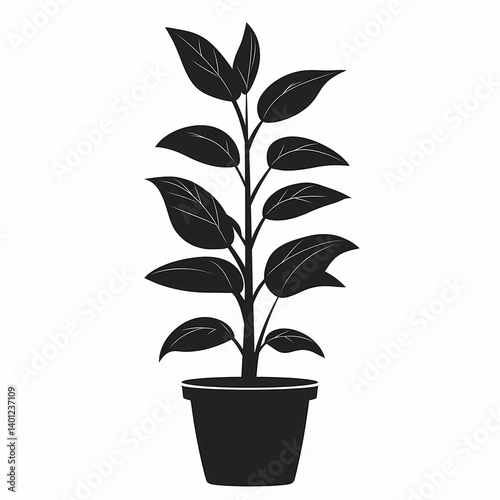 Houseplant Silhouette: Sustainable Indoor Garden Decor with Modern Botanical Elegance