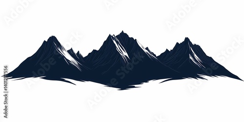 Black and White Mountain Silhouette: Minimalist Vector Art for Nature-Inspired Graphic Design
