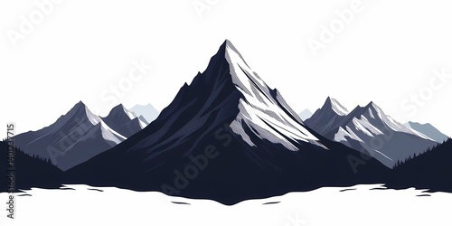 Majestic Snow-Capped Mountain Peak: A Serene Winter Scene for Nature Lovers and Adventurers
