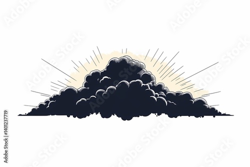 Dramatic Cloud Illustration: Abstract Sky & Weather Elements for Creative Design Templates