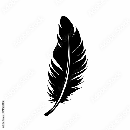 Black Feather Illustration - Elegant Artistic Silhouette Feather Design for Minimalist Natural Decor and Creative Craftsmanship