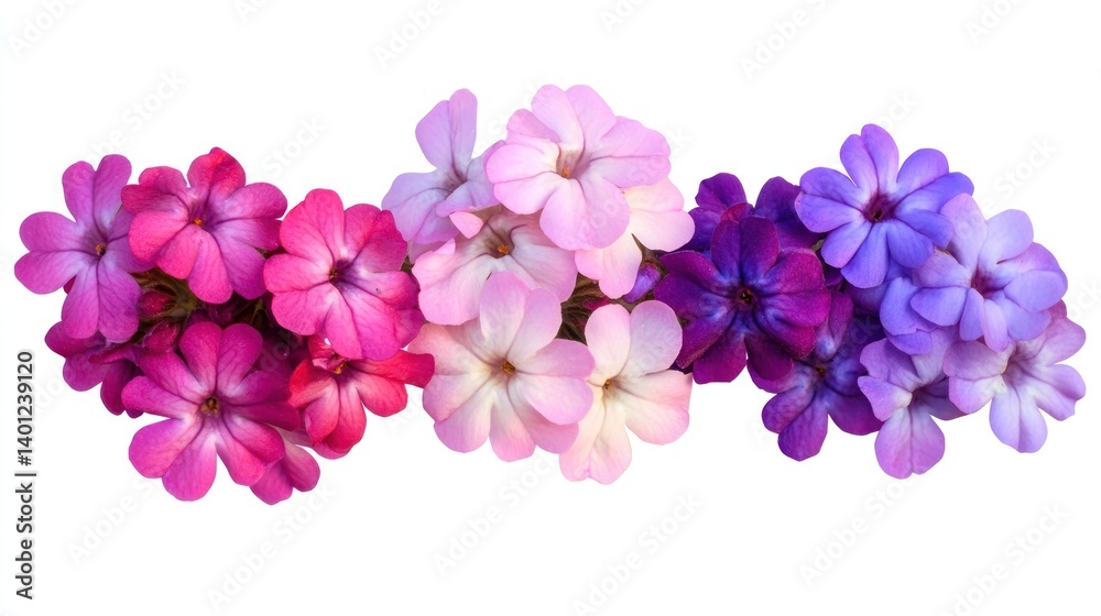 A bunch of vibrant Verbena flowers, isolated with clear edges and rich colors, perfect for design purposes