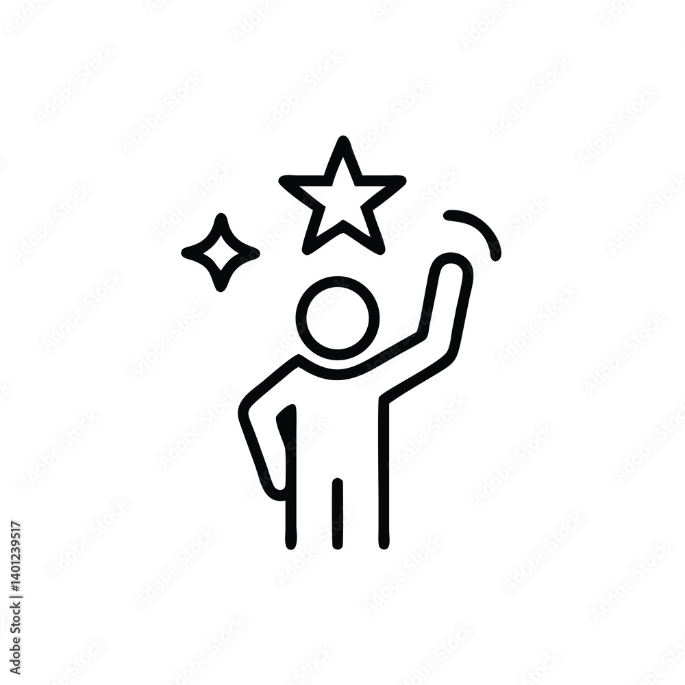 Reaching For Success Minimalist Line Art Illustration Of A Person Aiming For The Stars Reaching For Success Minimalist Line Art Illustration Of A Person Aiming For The Stars