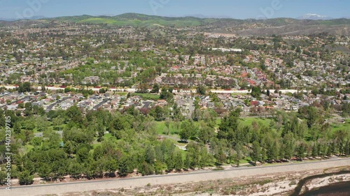 Aerial drone shot view of Yorba Linda Orange County California suburb homes 04