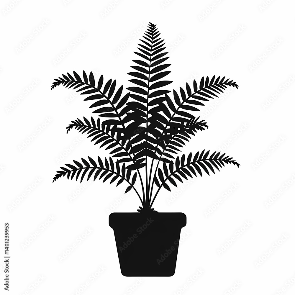 Exotic Indoor Fern in Modern Decorative Pot - Lush Greenery for Tranquil Home Decor and Botanical Interior Design Exotic Indoor Fern in Modern Decorative Pot - Lush Greenery for Tranquil Home Decor and Botanical Interior Design