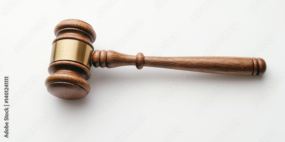 Wooden Judge's Gavel on White Surface Wooden Judge's Gavel on White Surface