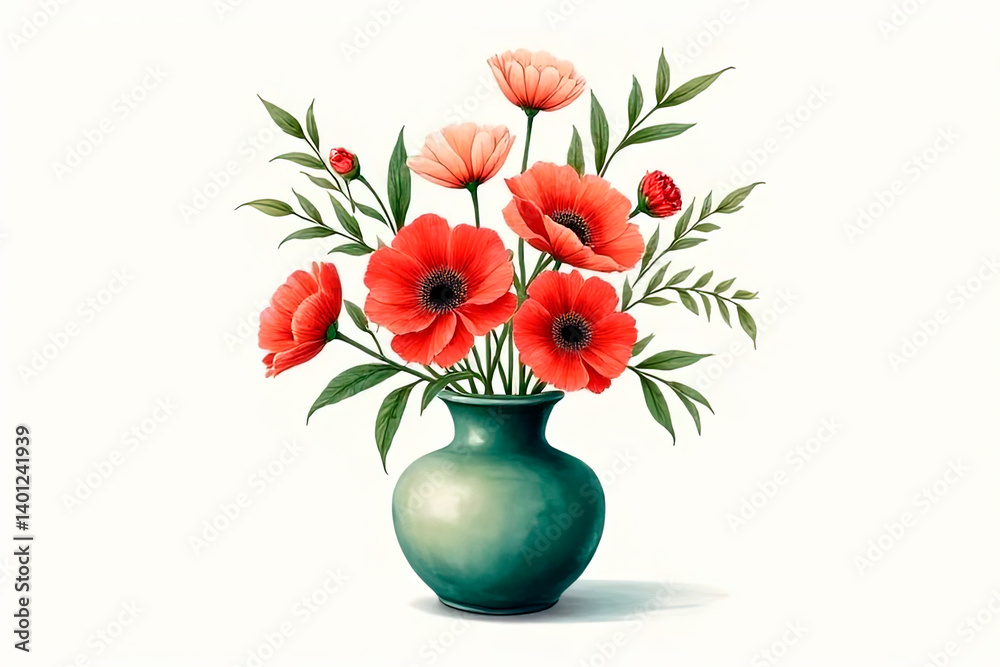 Obraz premium Illustration still life flowers in a vase.created with the help of artificial intelligence.