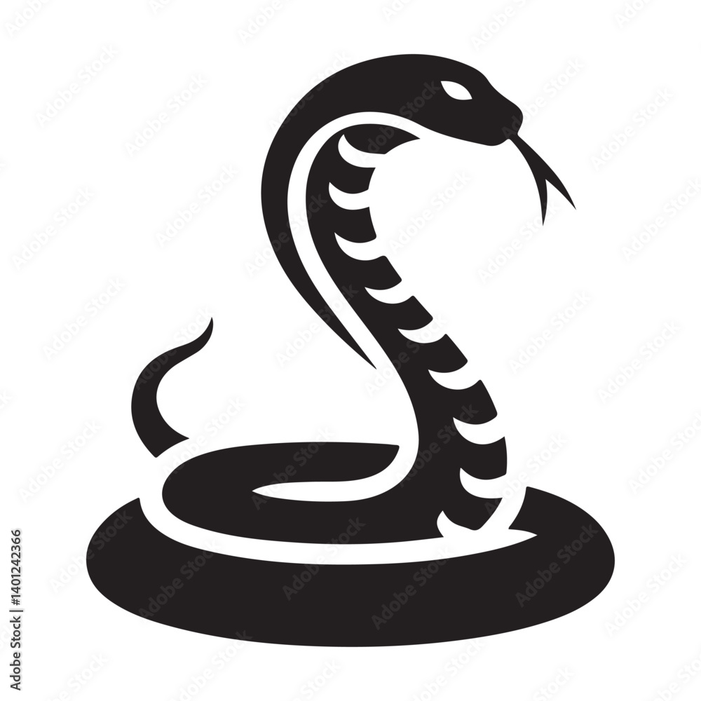 Fototapeta premium Cobra Snake Silhouette Vector Illustration for Strong Designs