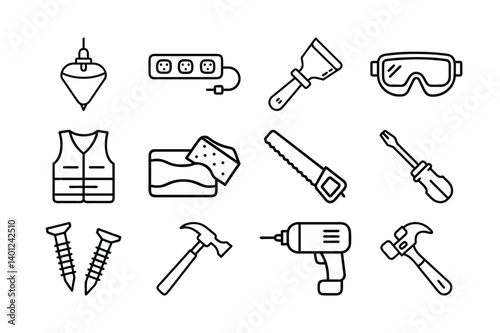 Home Improvement Handyman Icons Collection