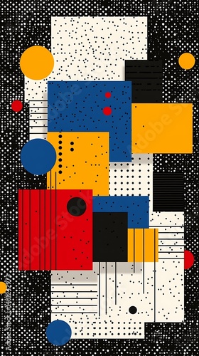 A retro Memphis geometric digital illustration with gradient meshes and transparent layers, creating depth and dimension for use in web and app interfaces.