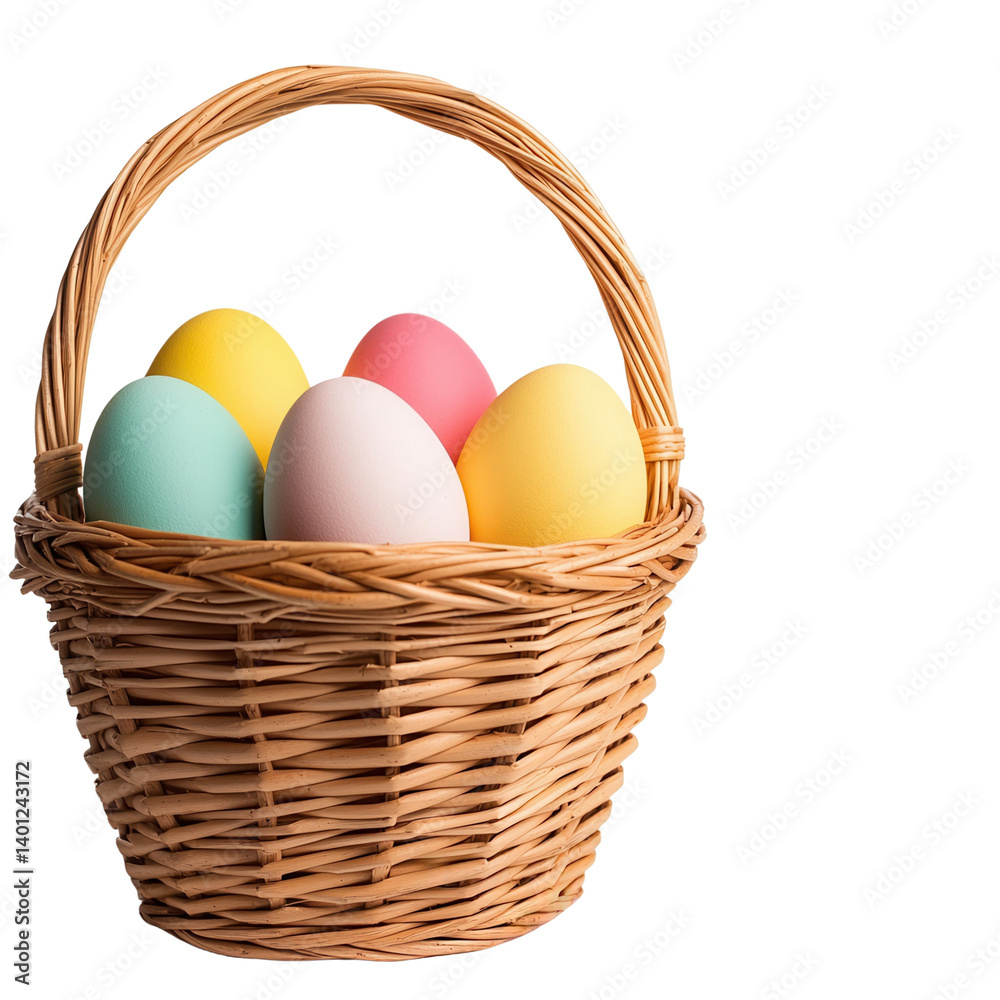 easter festival concept Colorful eggs in a wicker basket against a black background. isolated on white background easter festival concept Colorful eggs in a wicker basket against a black background. isolated on white background