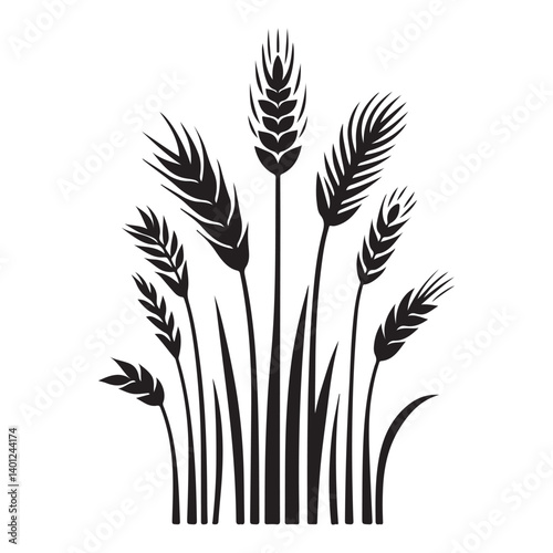 Wheat Stalks Silhouette Image Symbolizing Harvest and Agricultural Production