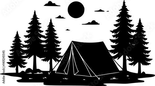 camping tent silhouette
