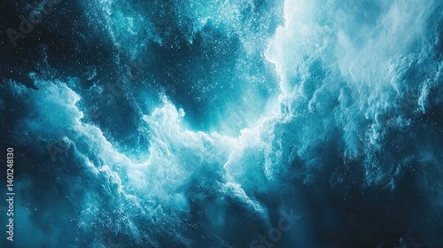 Majestic ocean waves crashing under a stormy sky at dusk, showcasing nature's raw power and beauty