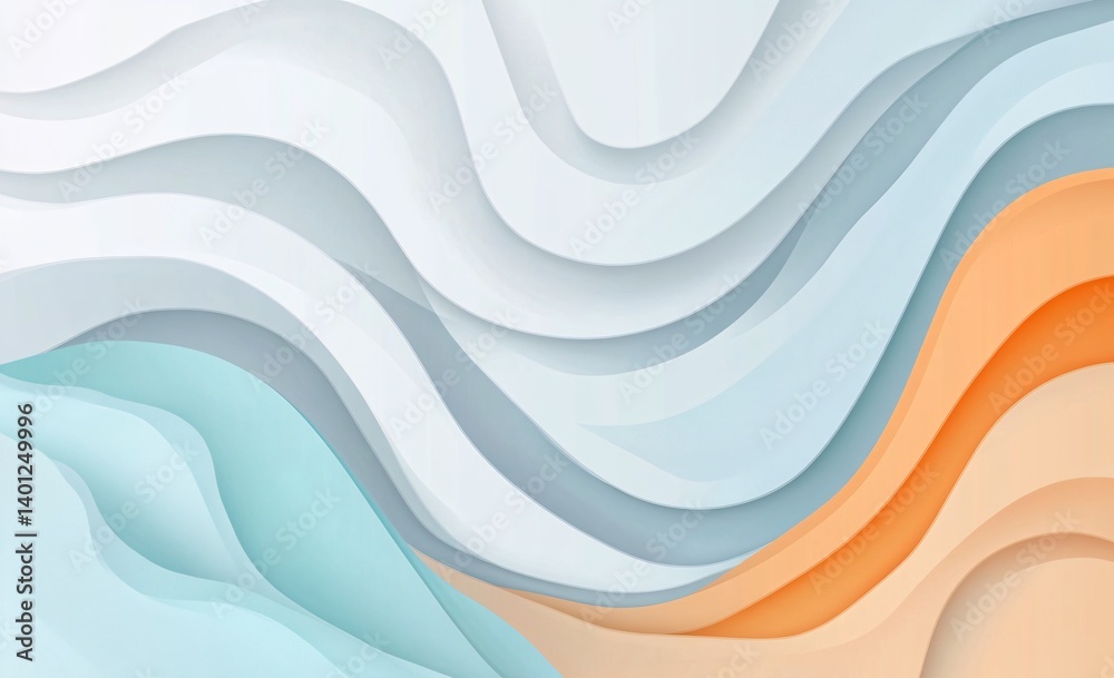 Obraz premium Abstract background with flowing waves in blue and orange tones