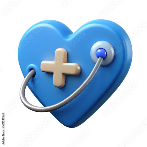 **: Health 3D Icon Isolated on White Background