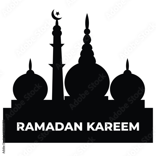 An isolated silhouette of an Arabic traditional mosque, vector 