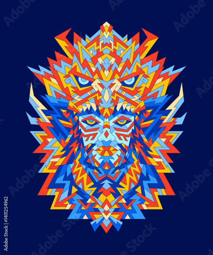 Abstract geometric shaman portrait