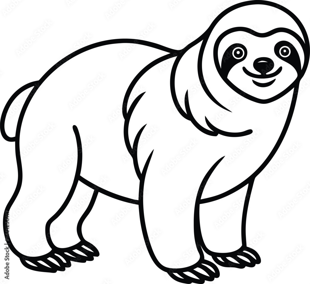 Outline Drawing of a Happy Cartoon Sloth on a White Background
Outline Drawing of a Happy Cartoon Sloth on a White Background