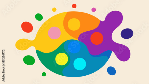 Colorful Paint Palette A paint palette with an array of vibrant colors some splattered outside the lines. This represents creativity and finding joy in imperfection.