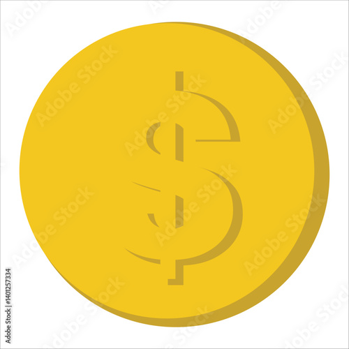 gold coin with flat design style