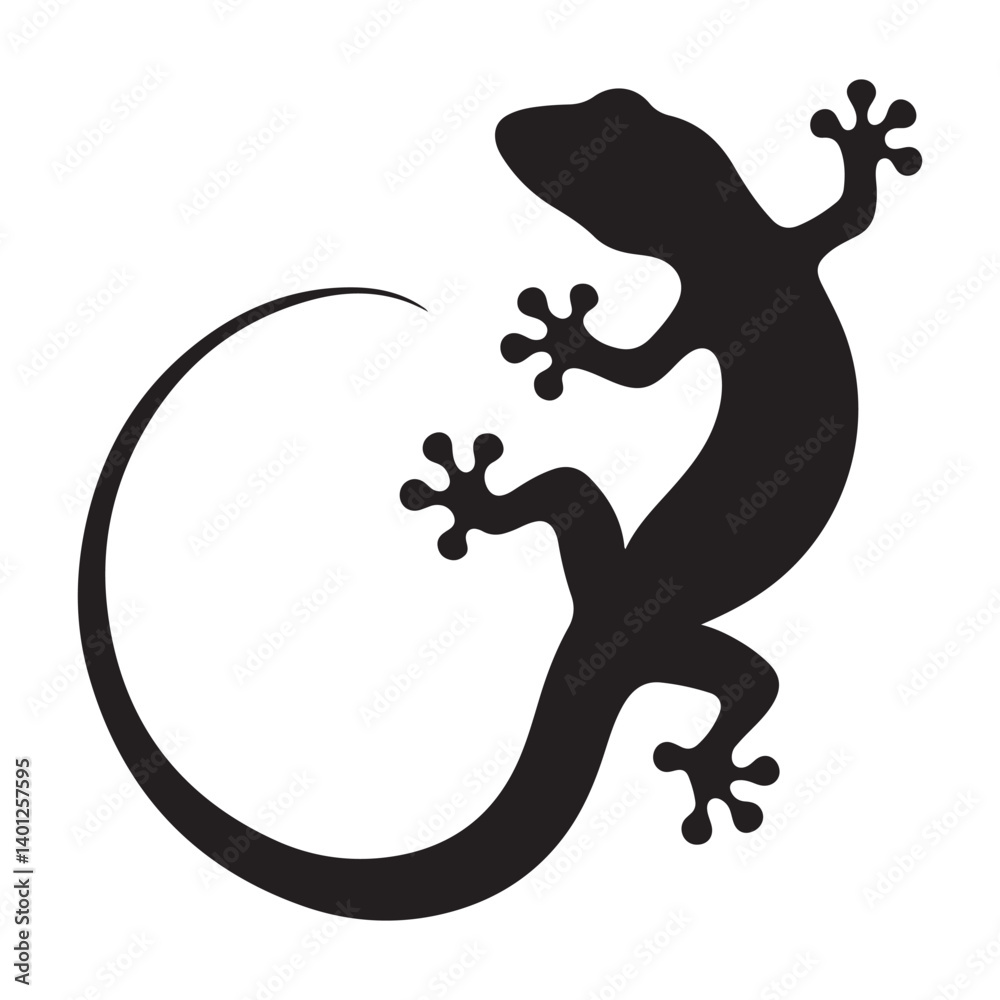 Gecko Silhouette Vector Image for Design and Decoration