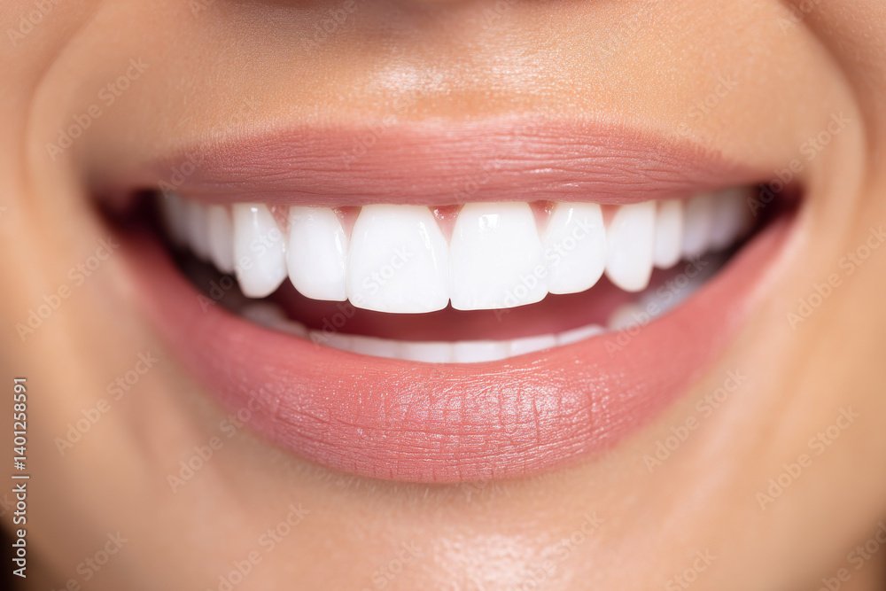 close up of smiling mouth with white teeth and smooth lips, conveying happiness and dental health close up of smiling mouth with white teeth and smooth lips, conveying happiness and dental health