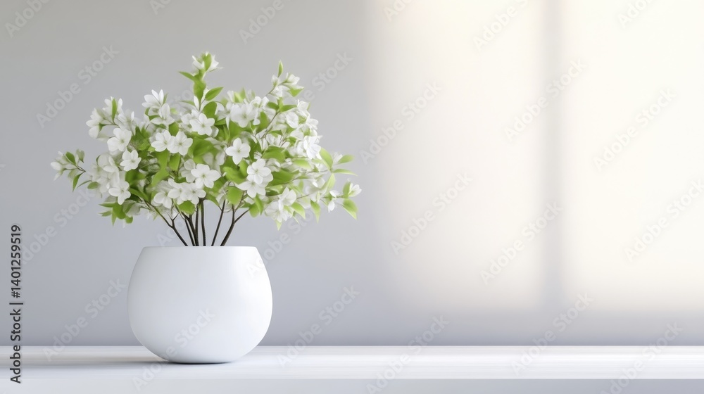 Naklejka premium White flowers in a white pot