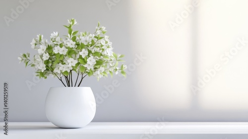 Wallpaper Mural White flowers in a white pot Torontodigital.ca