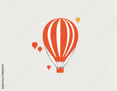 Illustration vectorielle. Silhouette de ballon à air chaud. Transport aérien pour les voyages. Isolé sur fond blanc