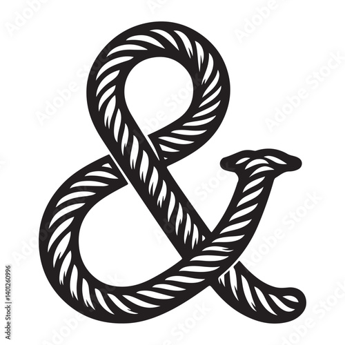 Rope Ampersand Symbol Graphic Design Nautical and Knot Theme