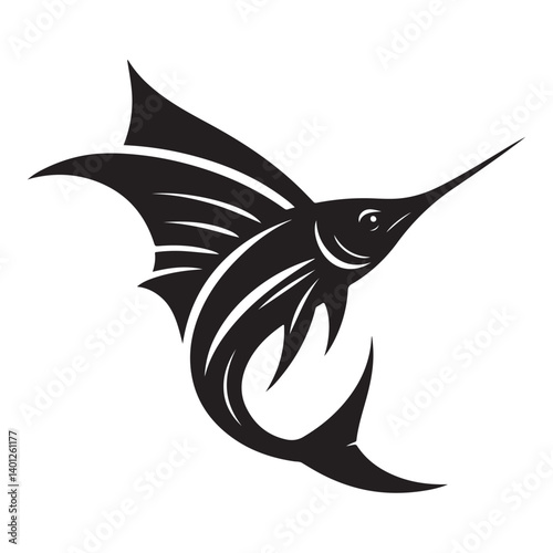 Majestic Marlin Fish Silhouette Illustration Vector Graphic for Design