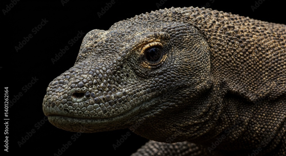 Fototapeta premium Komodo Dragon Close-Up: Rough Scales and Textured Skin