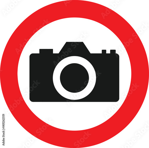 Black Silhouette of a Camera Inside a Red Circle, Likely Indicating That Photography is Prohibited
