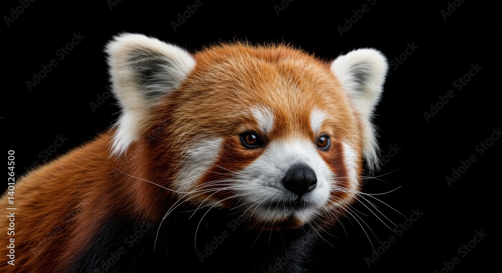 Gentle Red Panda Portrait Against Black Background Gentle Red Panda Portrait Against Black Background
