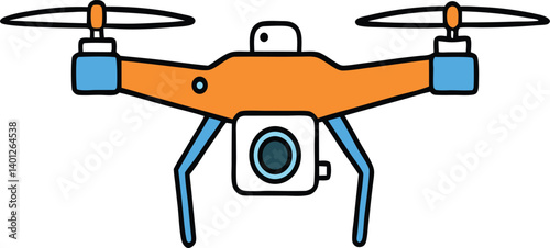 Vector illustration of a colorful drone silhouette.
