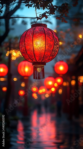 Wallpaper Mural Elegant Chinese paper lanterns glowing warmly high resolution picture Torontodigital.ca