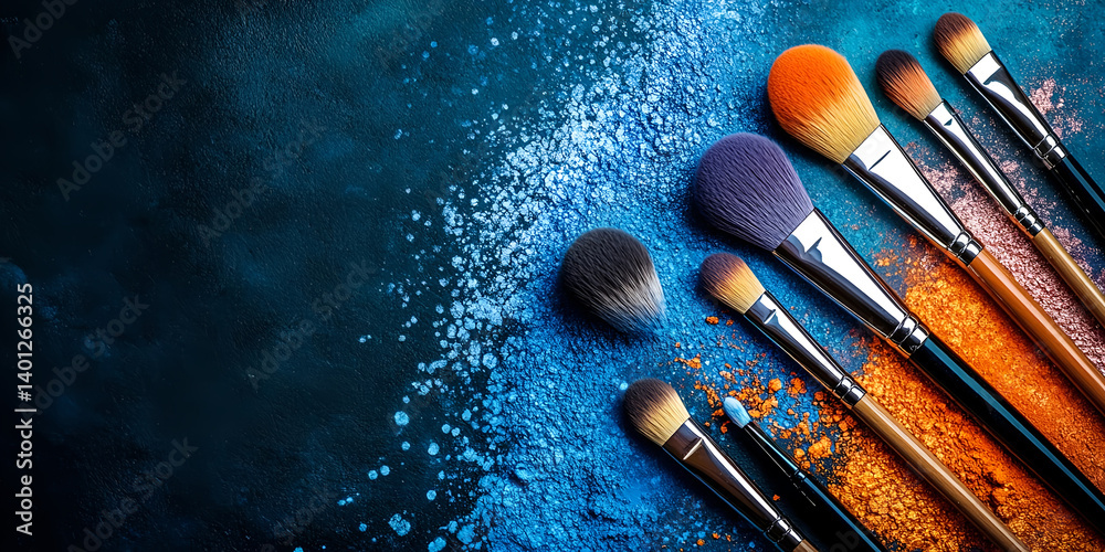Fototapeta premium Best makeup brushes set professional cosmetic brush collection for beauty and artistry tools