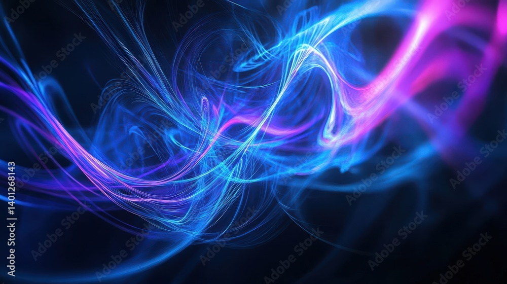 Abstract background featuring glowing blue and purple oval lines, light effects, and swirling energy waves on a black backdrop. High-resolution, detailed art with dynamic glow effects. Abstract background featuring glowing blue and purple oval lines, light effects, and swirling energy waves on a black backdrop. High-resolution, detailed art with dynamic glow effects.