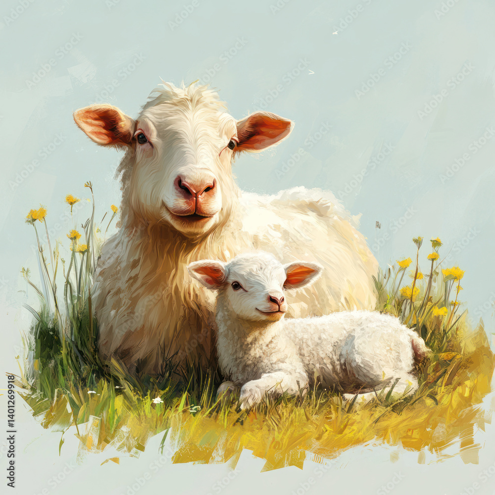 Fototapeta premium sheep in a field