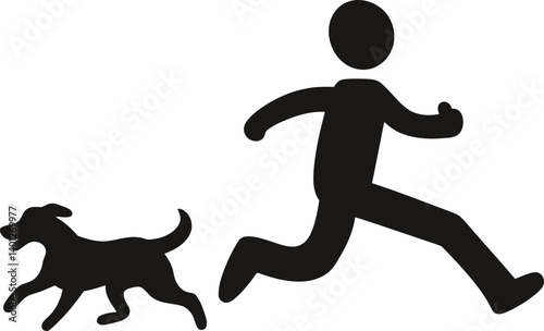 DogSilhouette of a Person Running with a Dog Following Behind, Capturing Motion and Companionship running