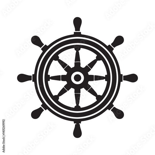 Classic Nautical Ships Wheel Vector Illustration Maritime Navigation Symbol