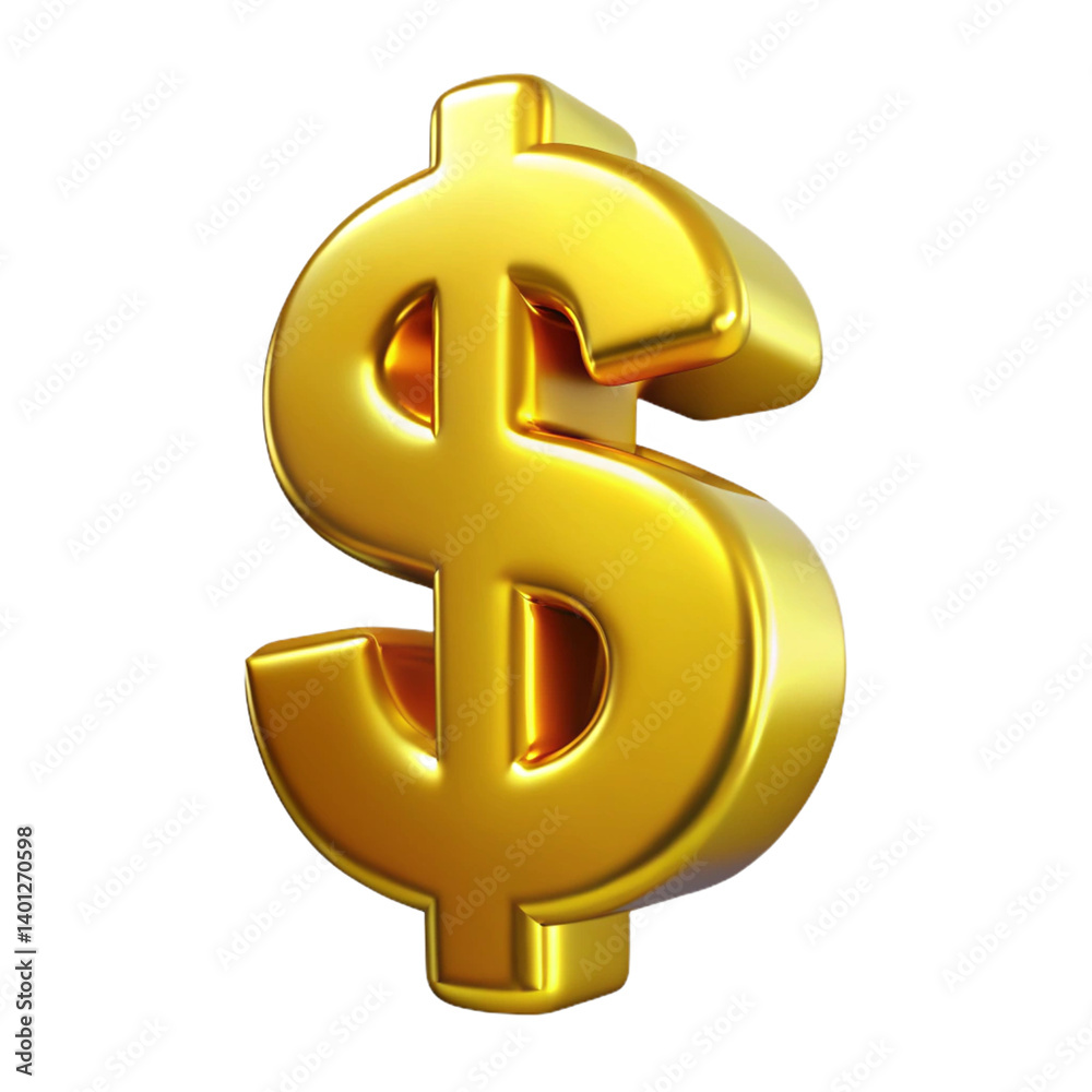 Fototapeta premium Dollar currency icon for business and economic. 3d rendering isolated on white background